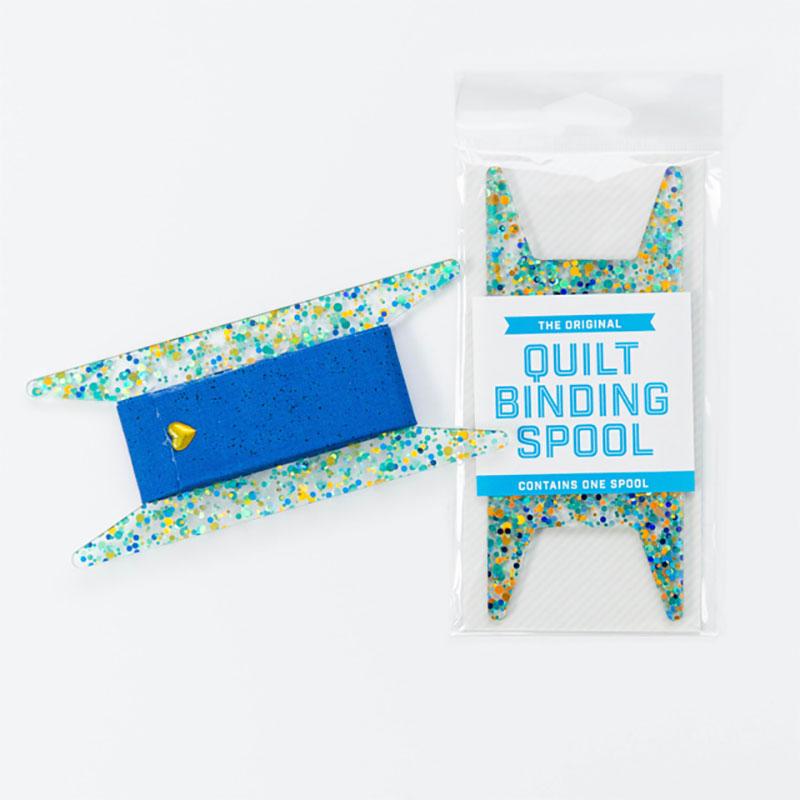 Binding Spool Blue Teal & Gold Glitter - Happy Little Quilt Shop