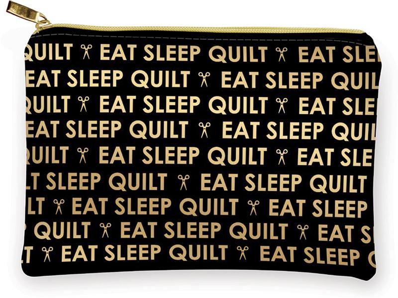 Glam Bag Eat Sleep Quilt Blk/Gold - Happy Little Quilt Shop