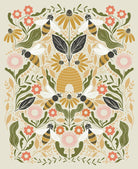 Bee Garden Metallic Porcelain 48418 11M Moda fabric - Happy Little Quilt Shop