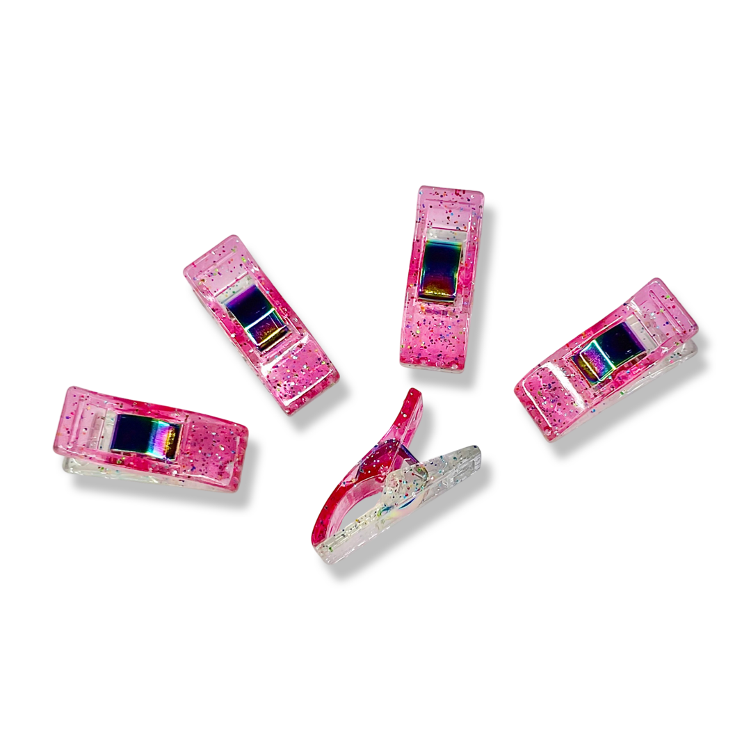 Pink Glitter Clips | Pack of 25 - Happy Little Quilt Shop
