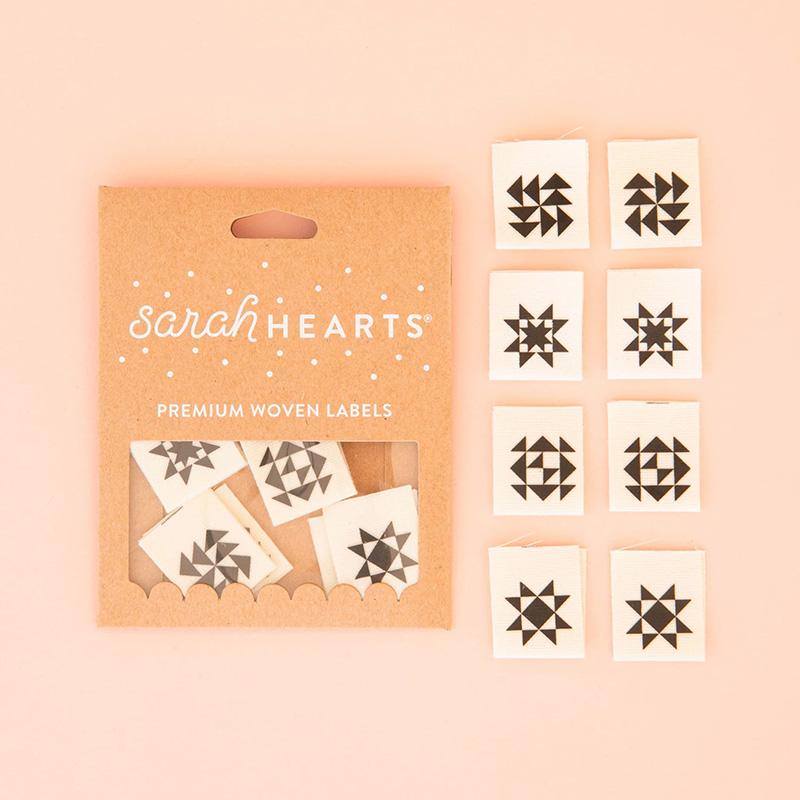 Sarah Hearts Quilt Label -  Black Quilt Block - Happy Little Quilt Shop