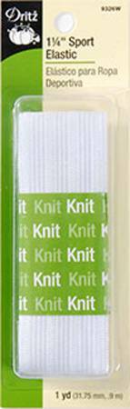 White Sport Elastic 1 1/4in x 1yd - Happy Little Quilt Shop