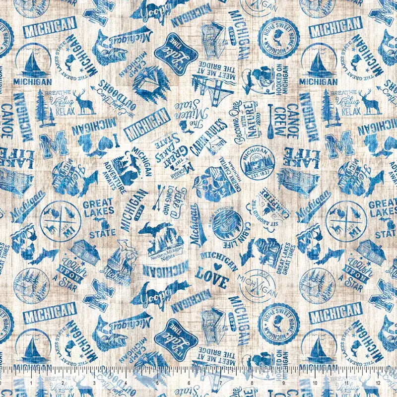 ALL MICHIGAN SHOP HOP 2026 - MICHIGAN SLOGANS - CREAM - Happy Little Quilt Shop