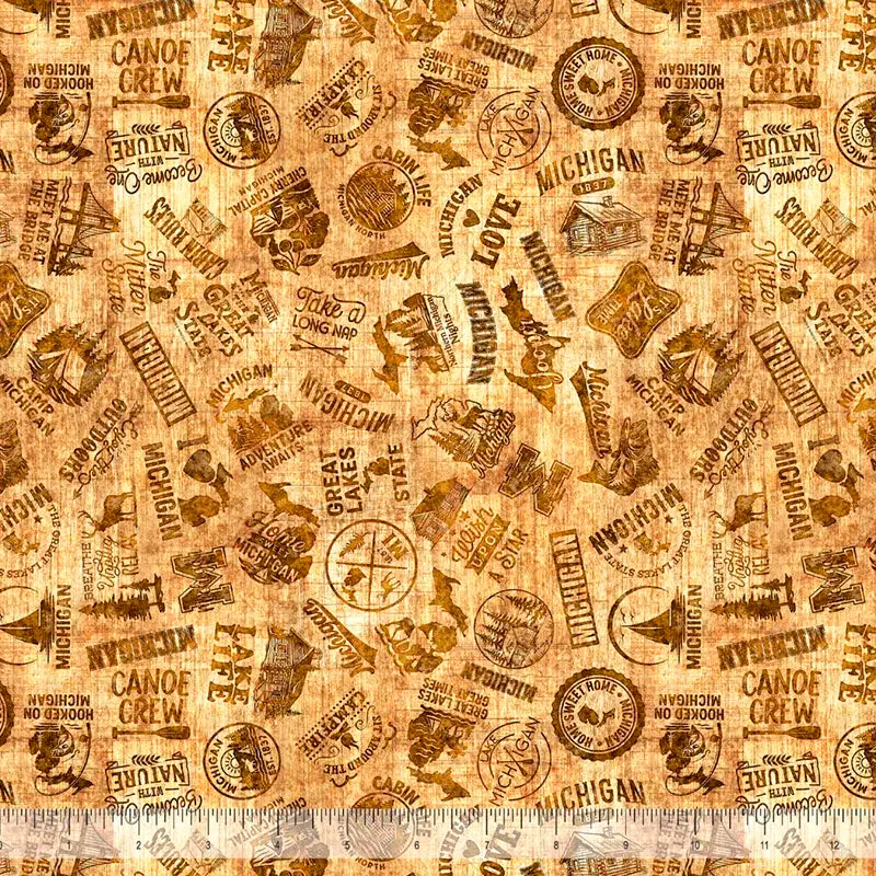 ALL MICHIGAN SHOP HOP 2026 - MICHIGAN SLOGANS - GOLD - Happy Little Quilt Shop