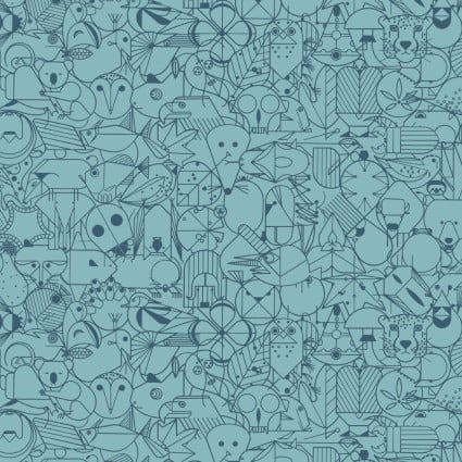 Charley Harper End Papers Blue Raspberry ( One Yard Remnant) - Happy Little Quilt Shop