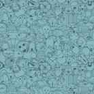 Charley Harper End Papers Blue Raspberry ( One Yard Remnant) - Happy Little Quilt Shop