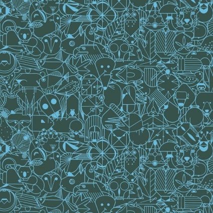 Charley Harper End Papers - Evergreen - Happy Little Quilt Shop