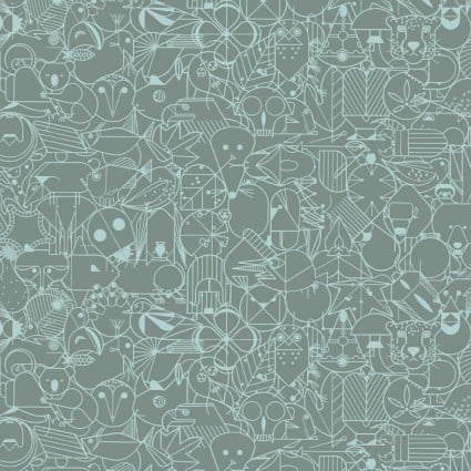 Charley Harper End Papers - SEAFOAM - Happy Little Quilt Shop