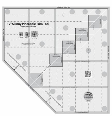 Creative Grids Quilt Ruler 12in Skinny Pineapple Trim Tool - Happy Little Quilt Shop