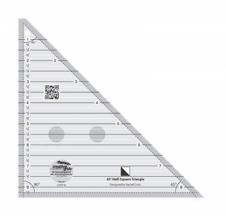 Creative Grids 45 Degree Half-Square Triangle 8-1/2in Quilt Ruler - Happy Little Quilt Shop