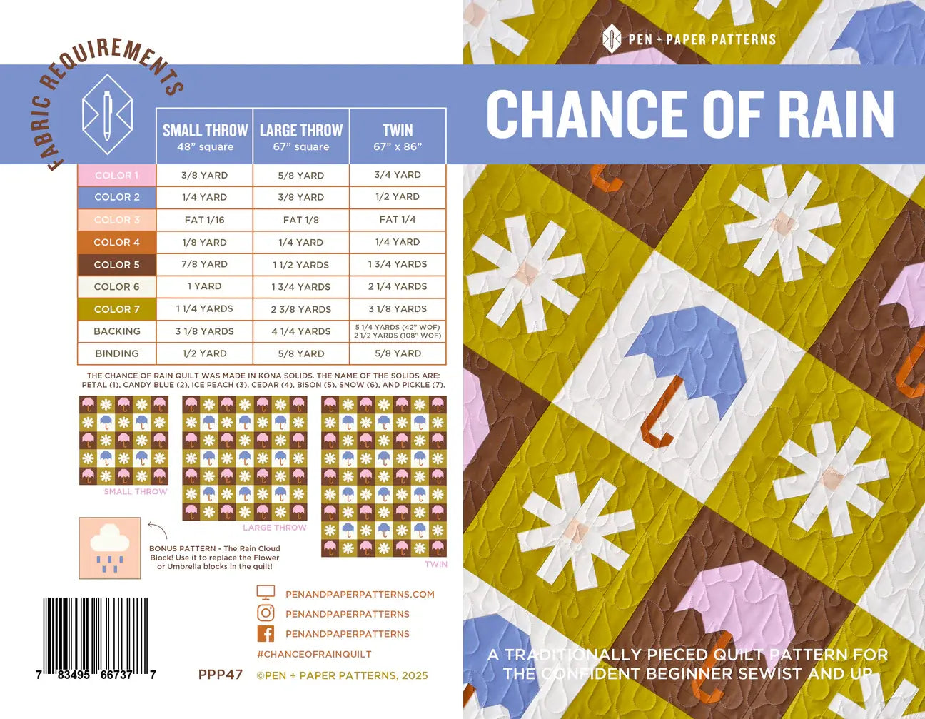 Chance of Rain Quilt Pattern by Pen and Paper Patterns - Happy Little Quilt Shop