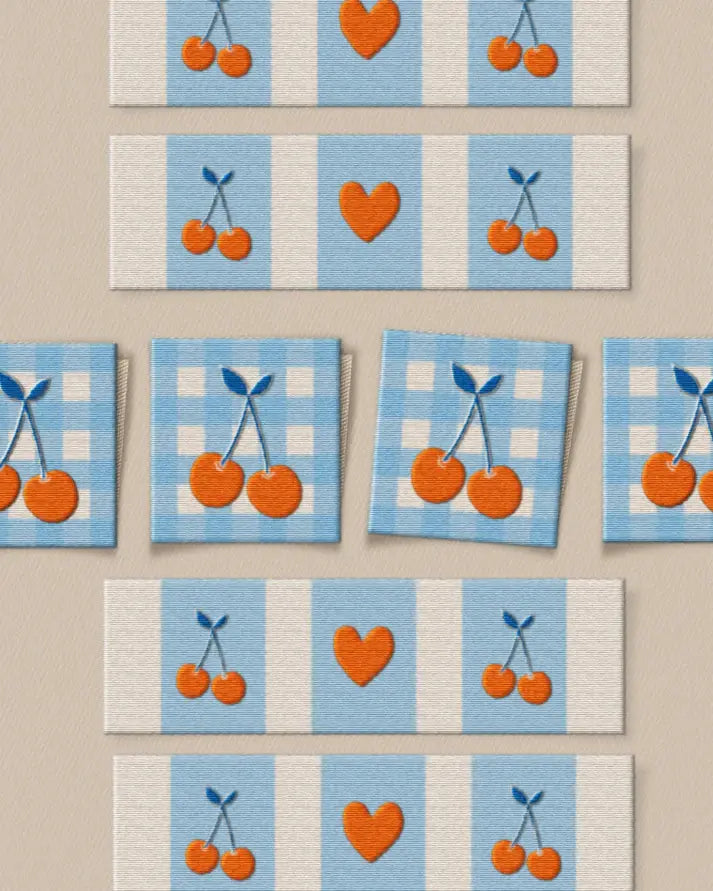 Cherries Square and Rectangle Garment Labels - Matchy Matchy - Happy Little Quilt Shop