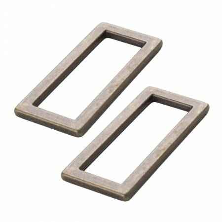 Rectangle Ring Flat 1-1/2in Antique Brass Set of Two