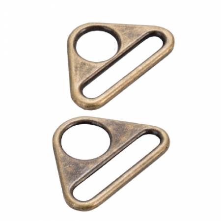Triangle Ring Flat 1-1/2in Antique Brass Set of Two - Happy Little Quilt Shop