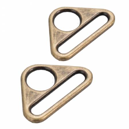 Triangle Ring Flat 1in Antique Brass Set of Two - Happy Little Quilt Shop