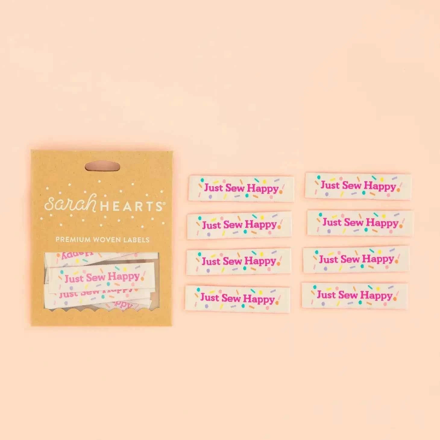 Sew in Labels, 8pk Just Sew Happy by Sarah Hearts