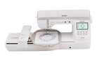 Brother embroidery machine with digital display on a white background