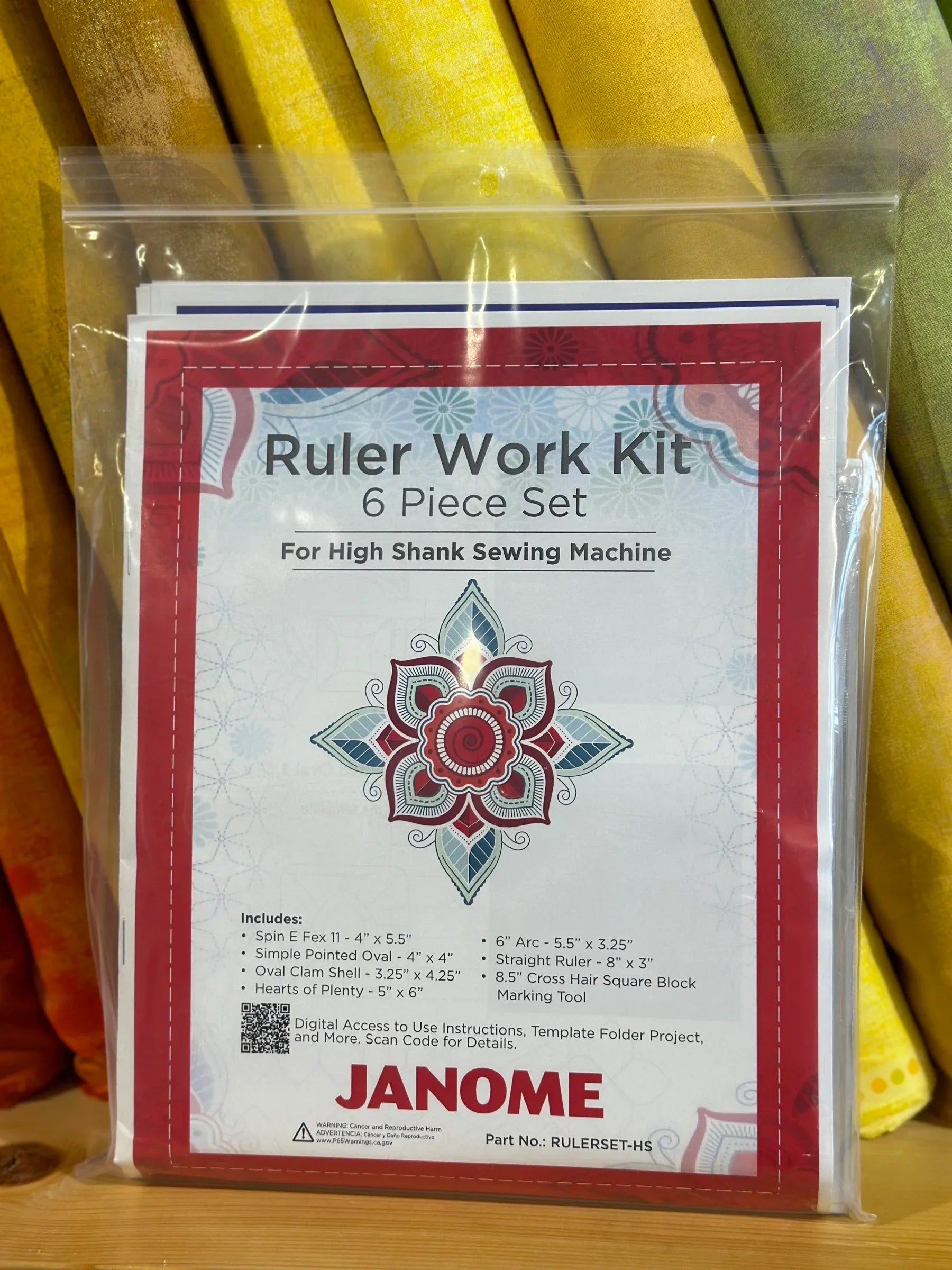 Janome Ruler Work Kit- 6 piece set-high shank - Happy Little Quilt Shop