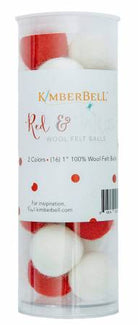Red and White Wool Felt Balls - Happy Little Quilt Shop