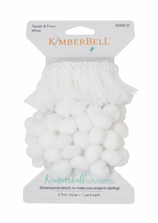 Kimberbellishments Tassels & Poms Trim White - Happy Little Quilt Shop