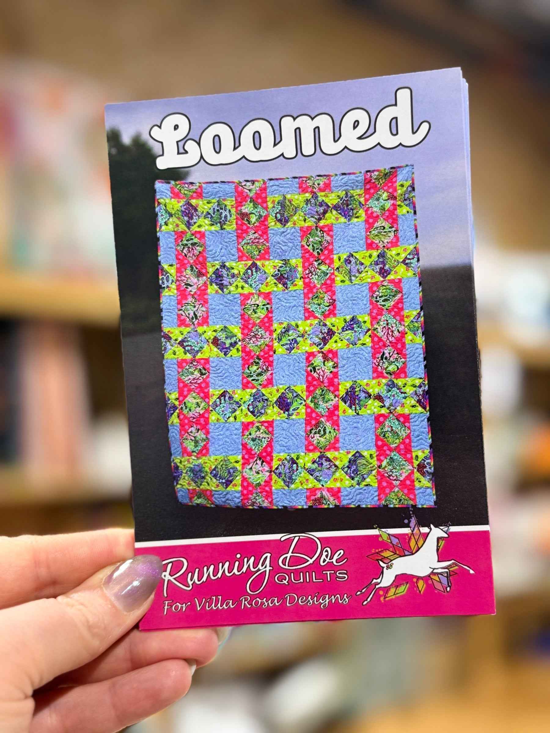 Loomed Quilt Pattern by Running Doe Quilts for Villa Rosa