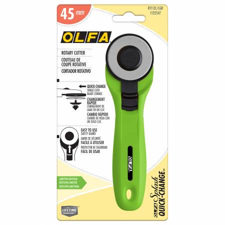 OLFA 45mm Quick-Change Rotary Cutter Lime - Happy Little Quilt Shop