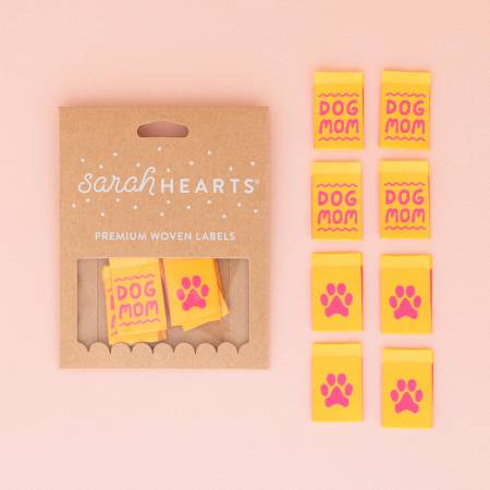 Dog Mom Woven Labels - Sarah Hearts - Happy Little Quilt Shop