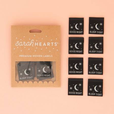 Good Night Sleep Tight Glow in the Dark Woven Labels Sarah Hearts - Happy Little Quilt Shop
