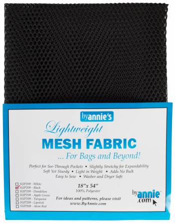 Mesh Lite Weight Black 18in x 54in - Happy Little Quilt Shop