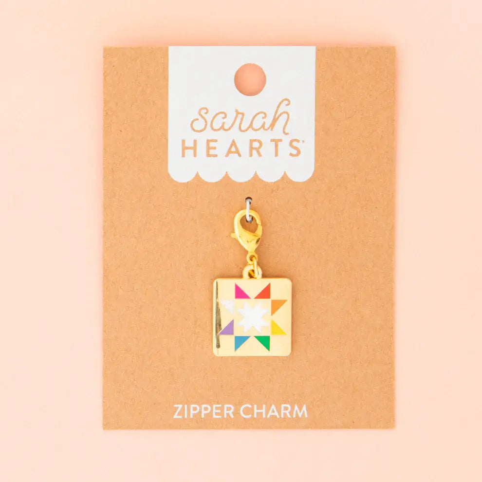 Sarah Hearts Zipper Charm - Quilt Star - Happy Little Quilt Shop