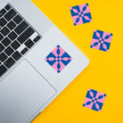 Sarah Hearts Blue & Pink Quilt Sticker - Happy Little Quilt Shop