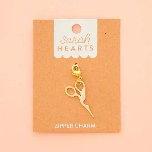Sarah Hearts Gold Stork Scissor Zipper Charm - Happy Little Quilt Shop