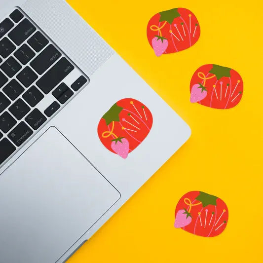 Sarah Hearts - Tomato Pin Cushion Sticker - Happy Little Quilt Shop