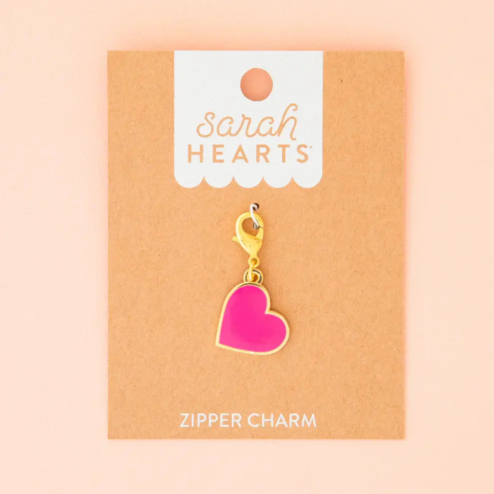 Sarah Hearts Zipper Charm - Pink Heart - Happy Little Quilt Shop