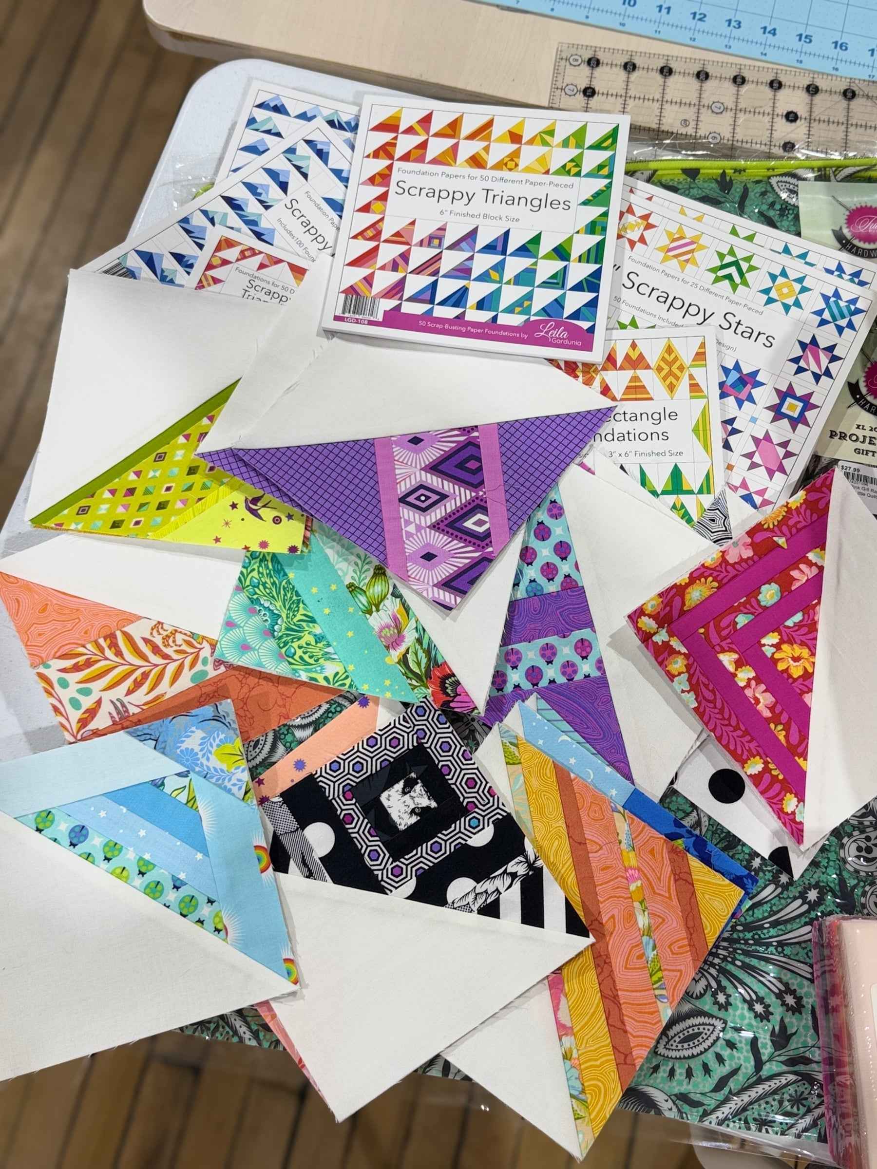 Scrappy Triangles Foundation Paper Piecing with Leta-August 11th